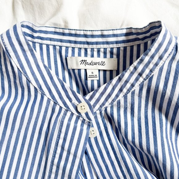 Madewell Pinstripe Flared Button Down Blouse Size S - Picture 10 of 10
